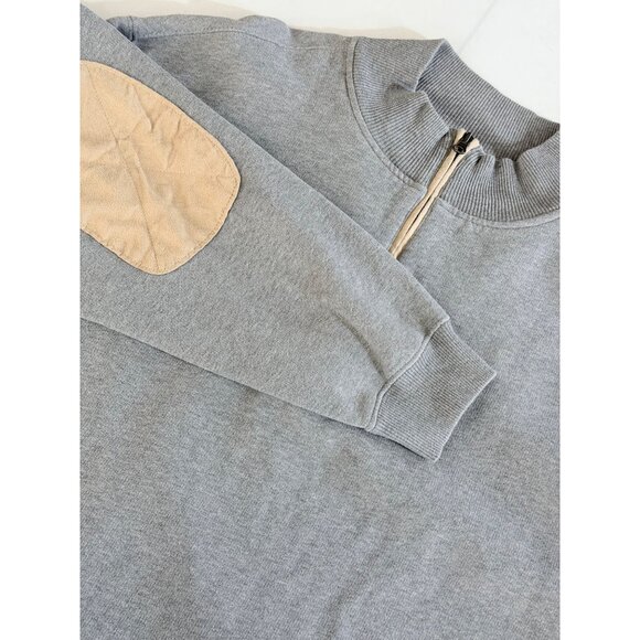Woolrich Pullover 1/4 Zip Sweatshirt Mens XXL Grey Elbow Patches - Picture 6 of 14